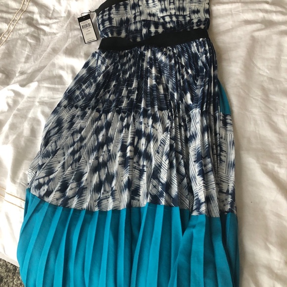 BCBG Georgette Strapless Pleated Dress - Picture 3 of 6